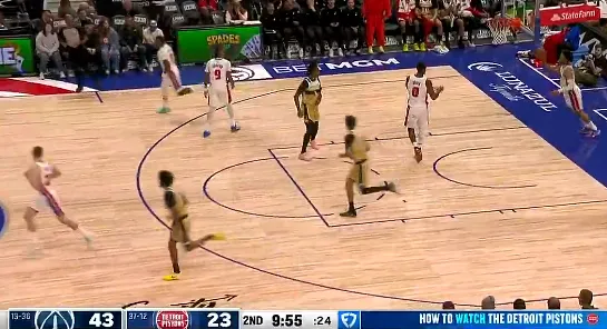 kaiyun-莱利低手上篮打进，奇才领先活塞到20分分差