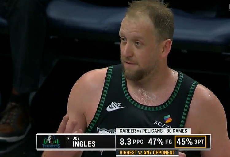 kaiyun-就打你！英格尔斯对阵鹈鹕三分命中率高达45% 对阵任何对手最高！